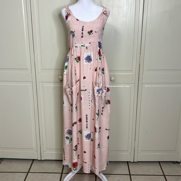 ROMEO ROMEO Pink Floral Maxi Dress With Pockets Size M - Picture 1 of 11